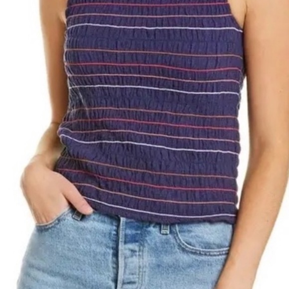 Madewell Texture And Thread Rainbow Stitch Tank Top. - Picture 2 of 6